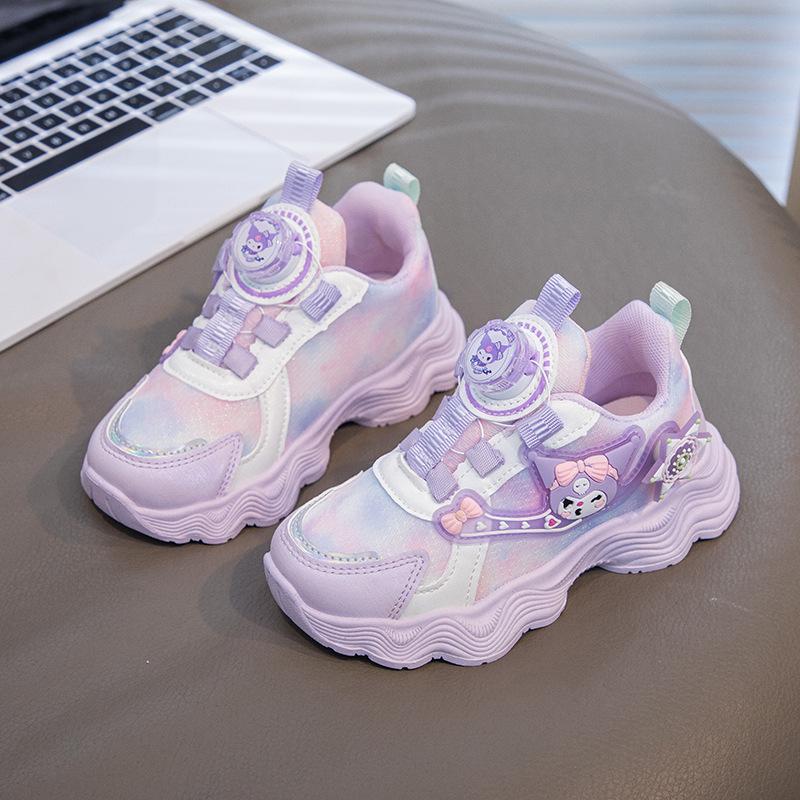 Kuromi Girls' Rotating Buckle Sport Shoes - Breathable & Stylish Soft Sole for Spring & Autumn 2025
