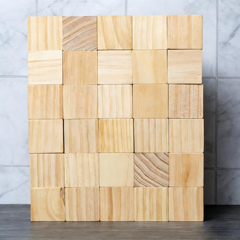 100Pcs Unfinished Natural Wood Squares Paintable Wooden Cubes For Painting Carving Home Decorations Handmade Presents