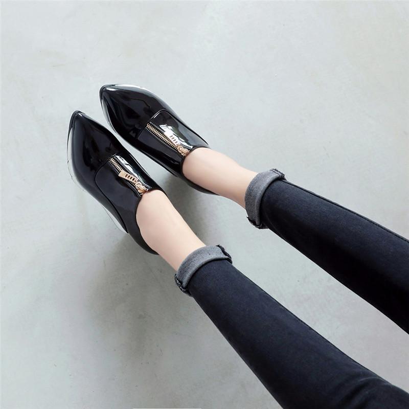 FOREADA Scarpe da Donna con Tacco Alto Zeppe in Vernice Scarpe con Tacco Alto Zip Punta Appuntita Scarpe da Donna Nuova Primavera Rosse Taglia 34-40