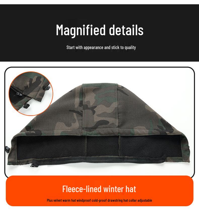Men's Waterproof Camouflage Workwear Set - Velvet Lined, Wear-Resistant, Outdoor Cold Protection