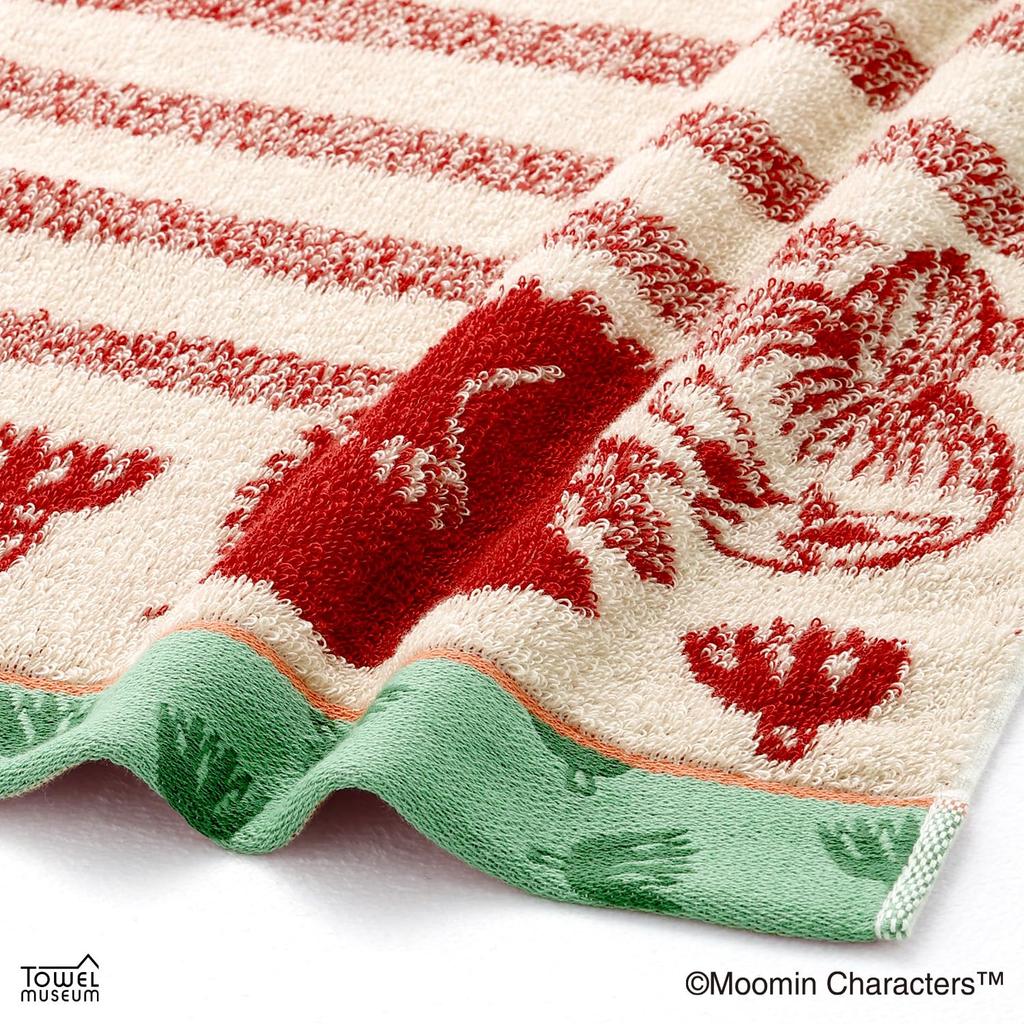 Towel Museum Compact Made In 25 X 70 Moomin Found Towel, Japan, 100% Cotton, Approx. Cm, "I Something" Design, Red, 47-0232120