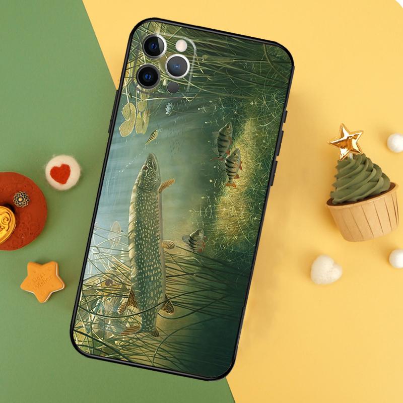 Pike Fish Fishing Lure Phone Case For iPhone 17 17Air 16 15 14 13 11 12 Pro Max 12 13 Mini 16E Shockproof Cover