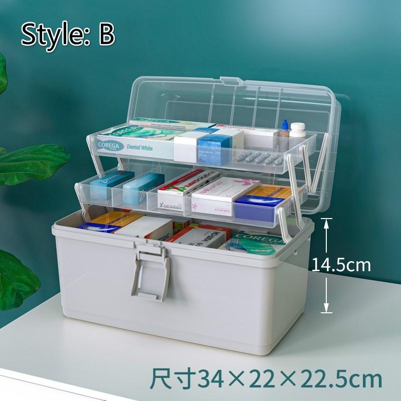 

Велика місткість Організатор для сімейної медицини Портативна аптечка Контейнер для зберігання ліків Сімейна косметичка Коробка для зберігання Style B-Grey