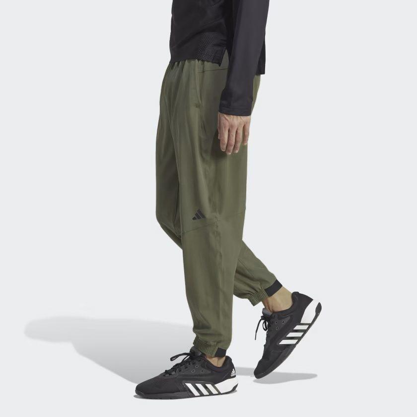 Adidas Knitted Sweatpants Men's Olive Green Moderate Cuffed Pants HY3793
