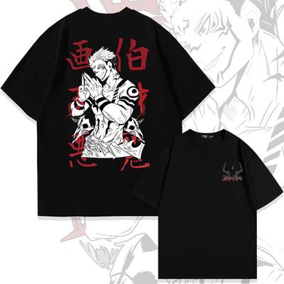 Jujutsu Kaisen anime Itadori Yuji knappe print zomer heren 100% katoen T-shirt casual ademend trend straat herenkleding