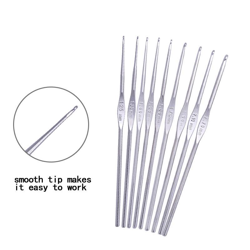 12pcs Small Size Metal Handle Crochet Hook Knitting Needles Lace Crochet Needles Metal Hook for Lace Knit