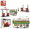403PCS Sluban 0331 City Town School Green Child-Safe Double decker Bus Building Blocks 3 Figures Children Do-It-Yourself Car Miniature Playthings