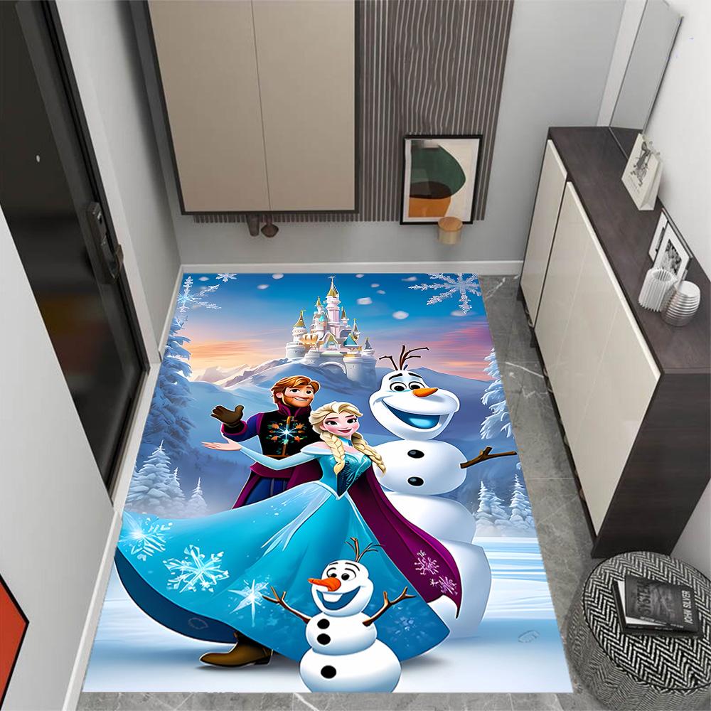 Frozen Olaf Cartoon Theme Non-Slip Rug - Made of Polyester, Suitable for Home Décor, Bedrooms, Living Rooms, Entryways, and Studios.