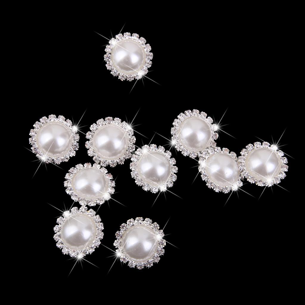 Bulk of Crystal Rhinestone Pearl Shank Buttons Flower Embellishment Sewing Craft Wedding Scrapbooking