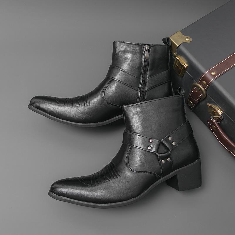 Men's Pointed Toe High-top Chelsea Boots – Large Size British Style Leather Casual Shoes