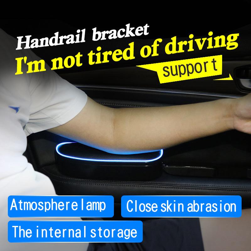 Covoraș anti-alunecare reglabil anti-oboseală Cutie de depozitare din piele PU LED Universal Car Cotieră stânga Suport cot