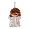 Plush Keychain Doll Soft Curly Hair Stuffed Toy with Printed Outfit and Glasses for Bag Decoration or Collectible Accessory