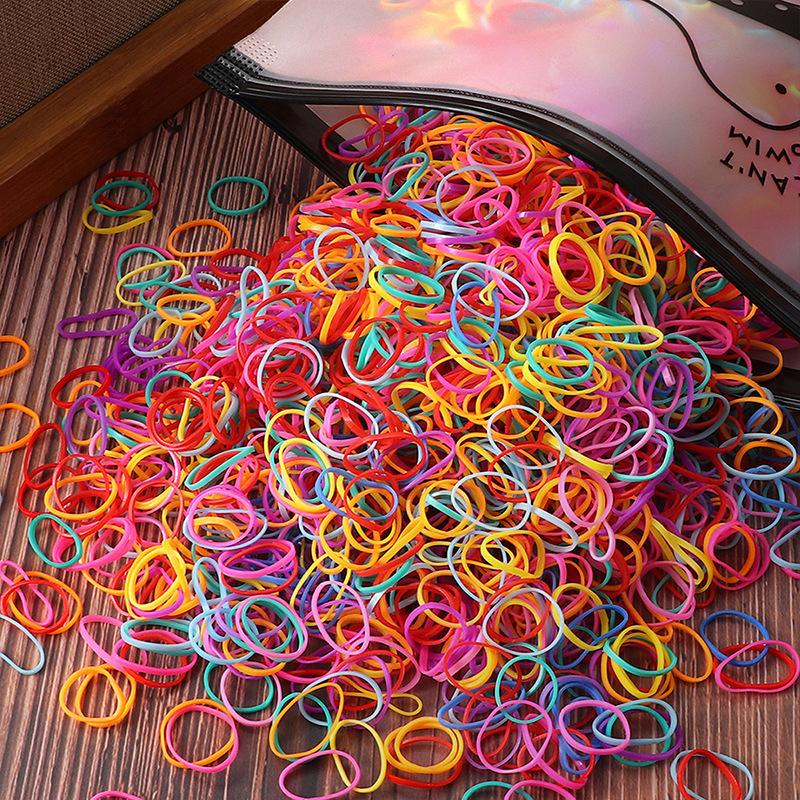 1000 Pcs Colorful Disposable Elastic Hair Ties for Girls – Soft Rubber Ponytail Holders for Kids, Bulk Hair Accessories