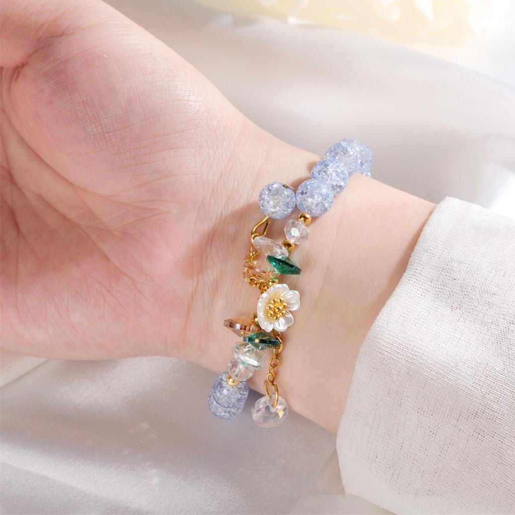 Elegancka Bransoletka z Koralików Ręcznie Robiona Damska Biżuteria Modowa Słodka Biżuteria na Nadgarstek Materiał Stopowy Elastyczna Bransoletka na Co Dzień