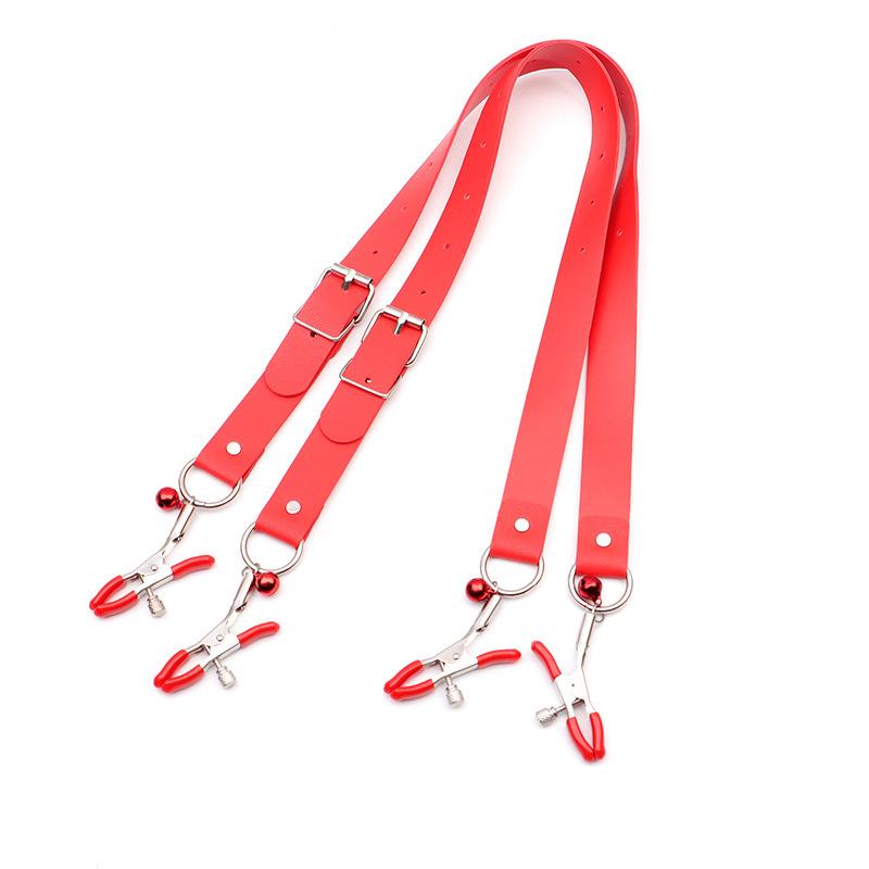 Adjustable Labia Spreader Straps with Clamps Breast Nipple Clip Vagina Stimulator BDSM Adult Bondage Restraints Couples Sex Toys