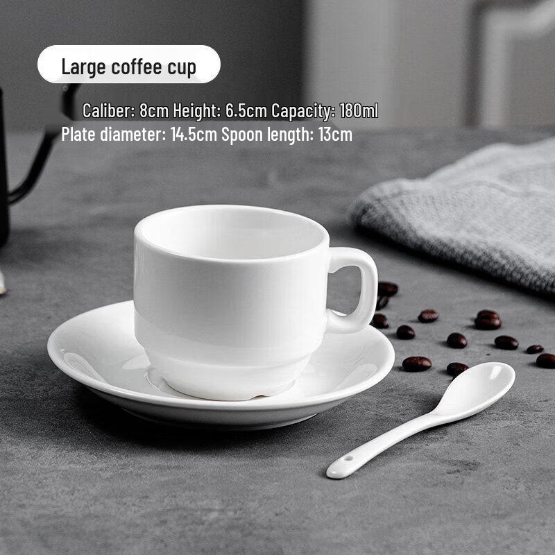 QW Commercial Pure White Ceramic Cappuccino Espresso Cup Set with Lid