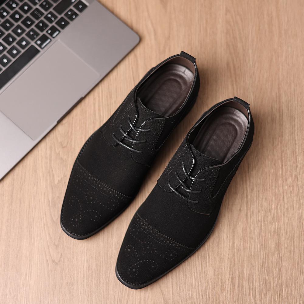 Vintage Fashionable Men's Shoes Casual Shoes Suede Laces Three-Strap Leather Shoes Men's Large Size Business Shoes Large Size Comfortable Shoes