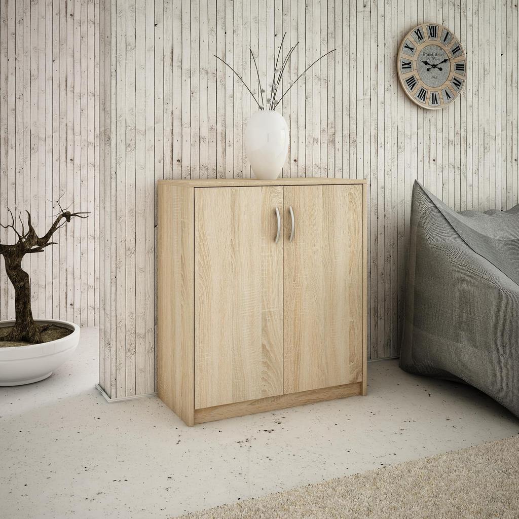 2D Sonoma Oak Chest Of Drawers, Two-Door With Shelf