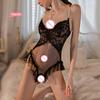 Sexy Beaded Chain Strap Open Crotch Bodysuits for Women Solid Color Transparent Deep V Lace Casual Lingerie with Bowknot