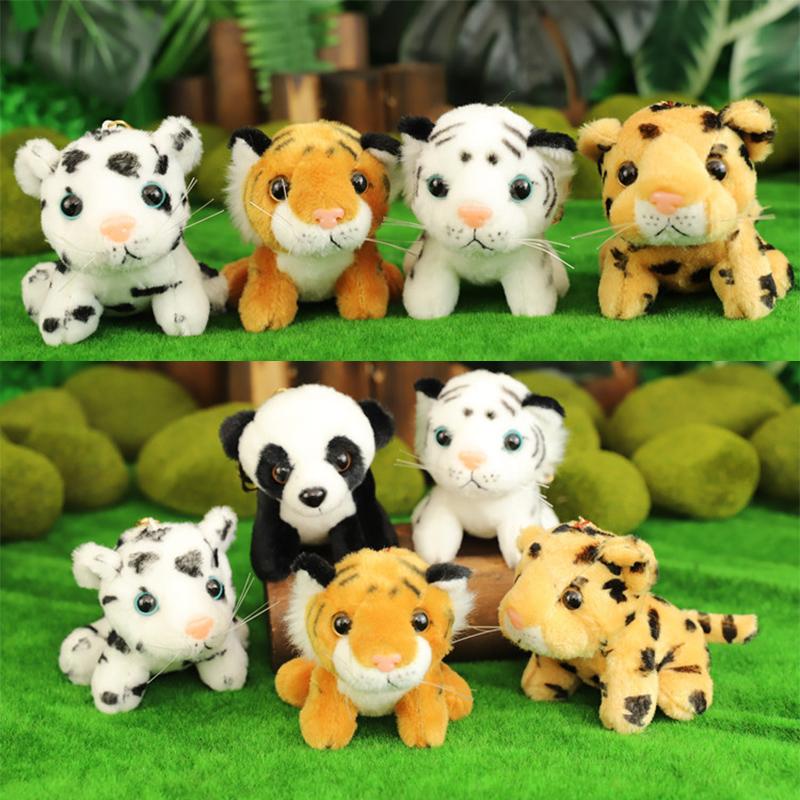 10Cm Real Life Cute Tiger Leopard Plush Pendant Toys Animal Doll Key Chains