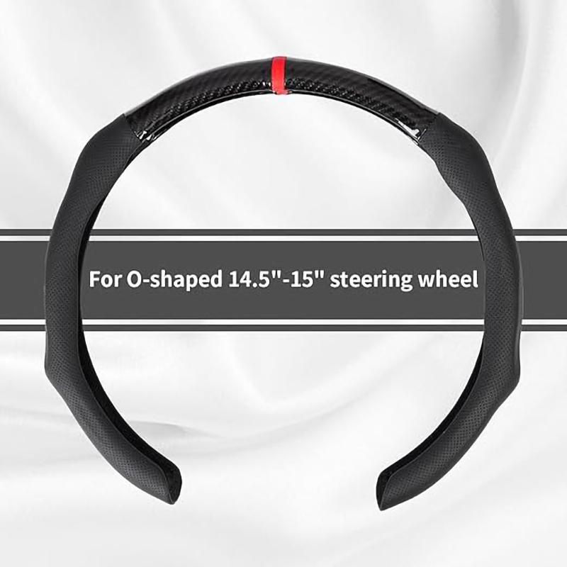 5D Premium Sports Leather Car Steering Wheel Cover Breathable Universal Non-slip 15inch/38cm New Styling Booster Covers Auto Parts