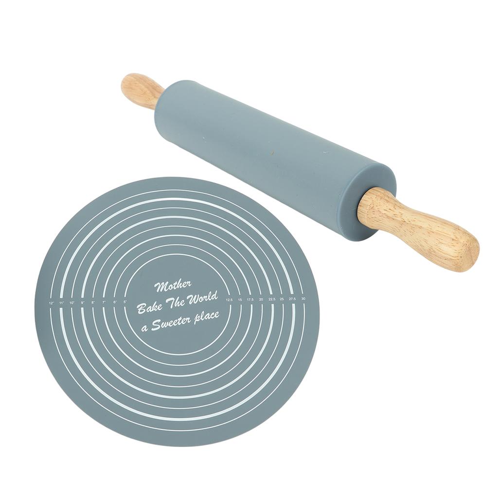 Rolling Pin Pastry Baking Mat Large Silicone Rolling Pin Kneading Pad Baking Tool for Kitchen