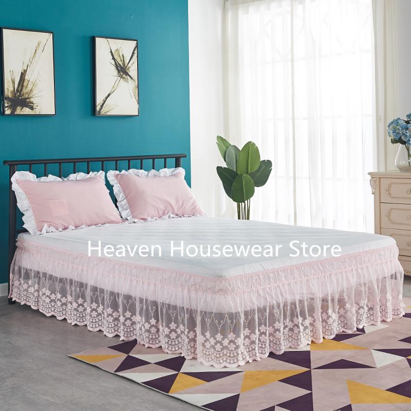 Top Selling Pretty Design 18 Inch Drop Delicate Ruffles Floret Lace Bed Skirt With Strong Elastic Belts-Women/Lady/Girls Love