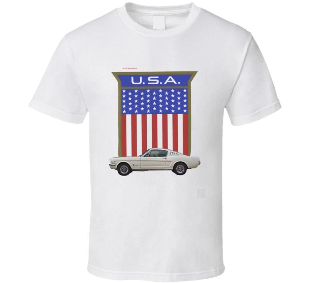 Mustang 65 Fastback 2+2 Usa American Flag Premium Gift T Shirt XL