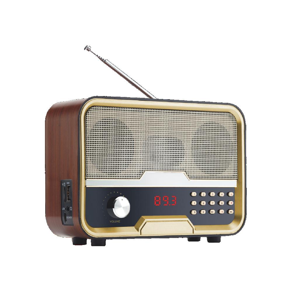 

FM-радио с винтажной отделкой под дерево, вход TF/USB, разъем для наушников, цифровой дисплей