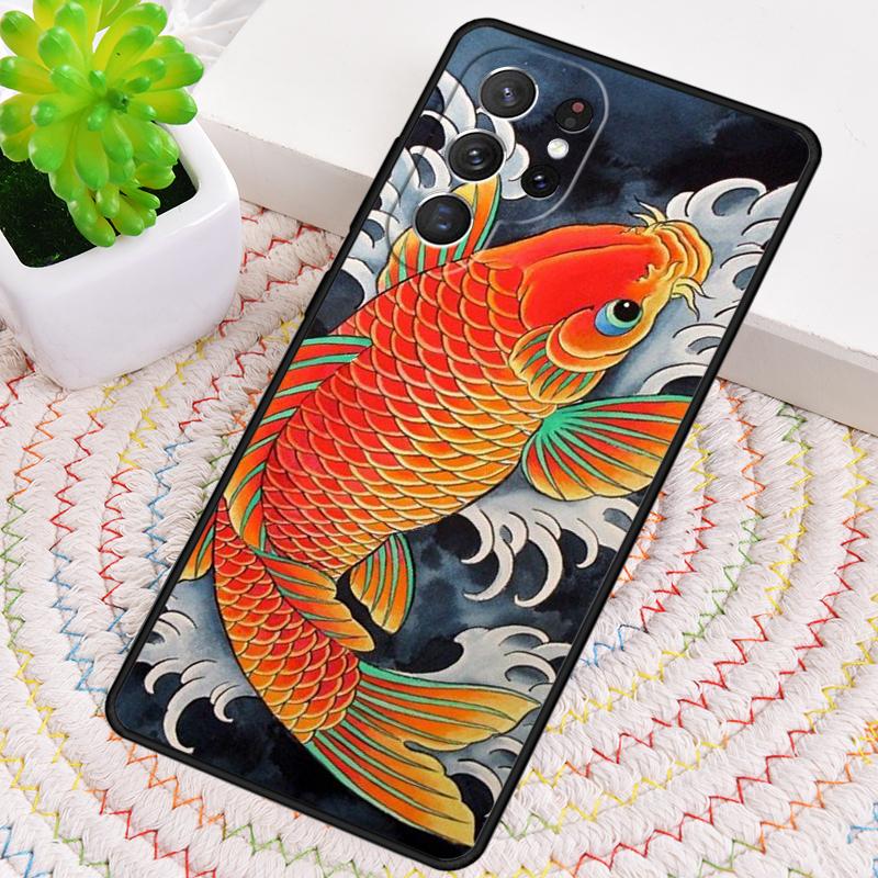 Japanisches Tattoo Fisch Silikon Handyhülle Für Samsung Galaxy note 10 pro S26 S25 S24 S23 S22 S21 Plus S25Ultra Capa Cover