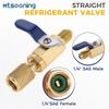 Mtsooning Air Conditioner Ball Valve 1/4" SAE Adapter Straight Refrigerant Valve Replacement for R134a R22 R12 R410a Charging Hoses A/C HVAC