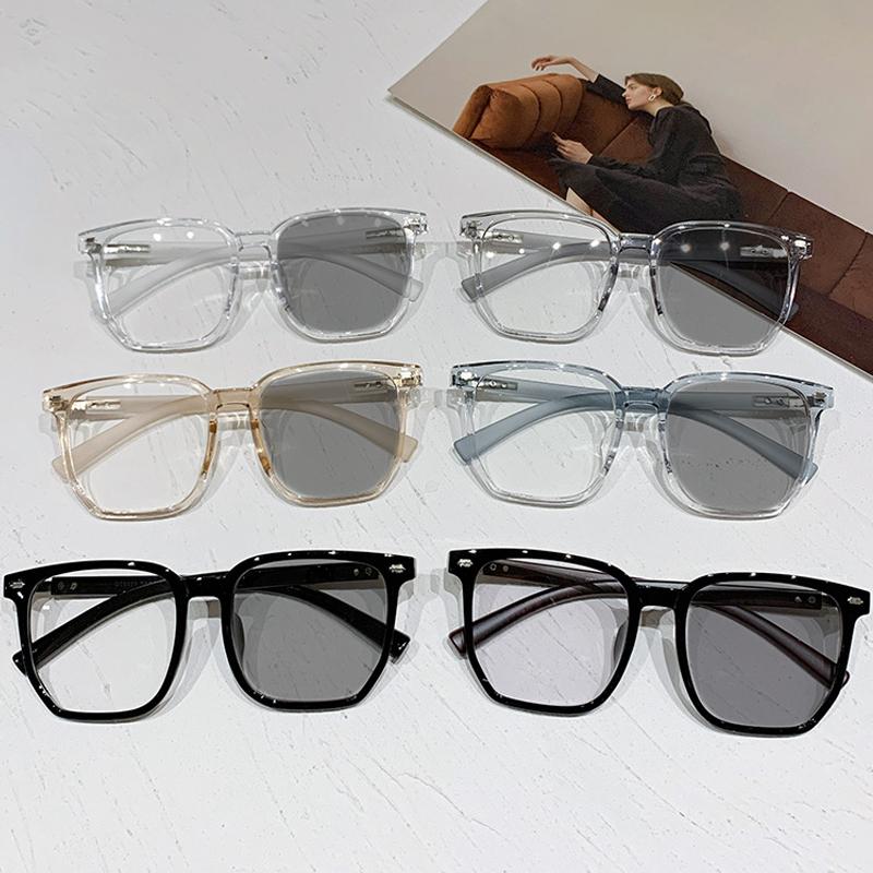 Intelligent Outdoor Color Changing Minus Sun Eyeglasses Unisex Anti Blue Light Oversized Rectangular Photochromic Near Sight Eyewear