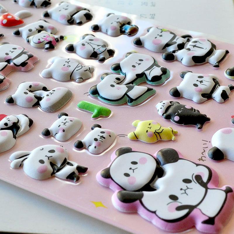 4 Pcs/lot Kawaii 3D Puffy Panda Daily Life Stickers Scrapbooking Diy Journal Stationery Sticker Cute Deco Aesthetic Art Supplies