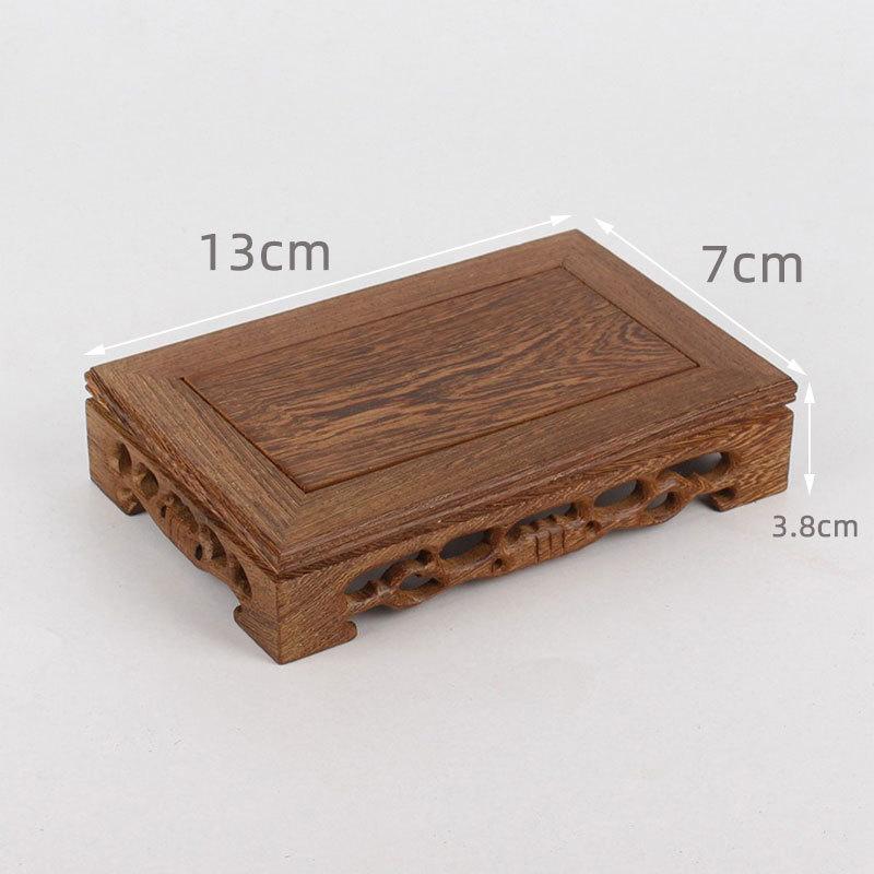 Retro Engraving Wooden Tea Tray Teapot Bases Bonsai Buddha Stand Fish Tank Pedestal Wooden Flowerpot Base Furniture Home Decor
