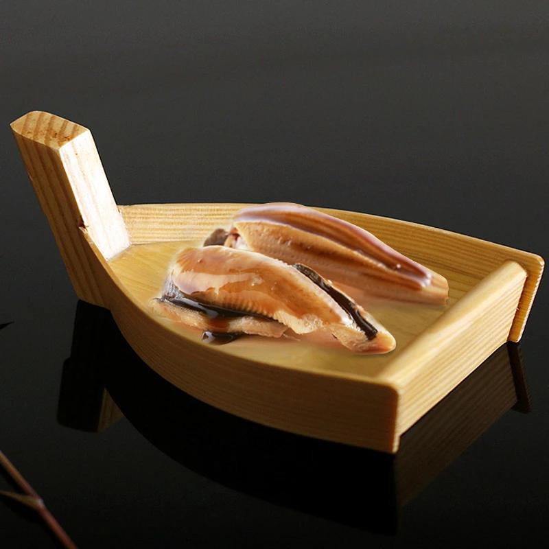 Bayonet Boat Simple Wooden Boat Sushi Plate Creative Japanese and Korean Dishes Cake Dessert Plate Bento Wooden Mini Sushi Boat