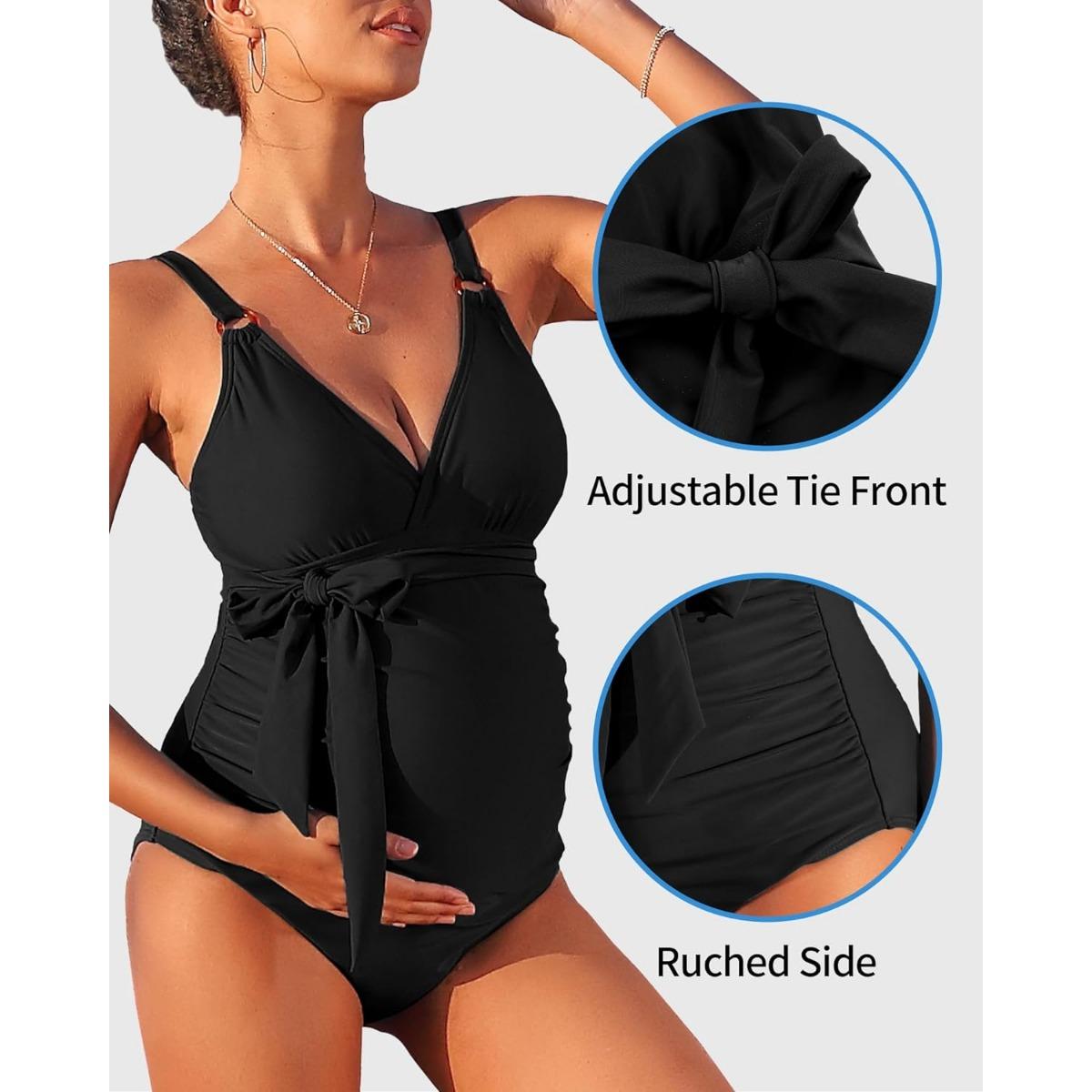 Charmleaks Купальник для беременных Цельный купальный костюм с v-образным вырезом — фото 10