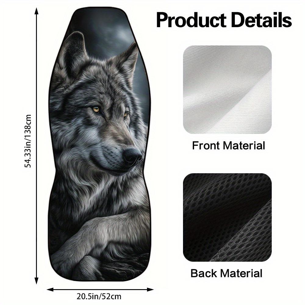 2pcs Majestic Wolf Portrait Car Seat Cover Set – High-Quality, Trendy Seat Protectors, Enhanced Comfort, Durable Design, Fit F