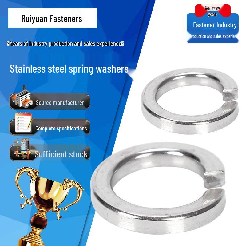 304 Stainless Steel Split Spring Washer M3-M30 - American Standard GB93 Metal Spacer Washer M6