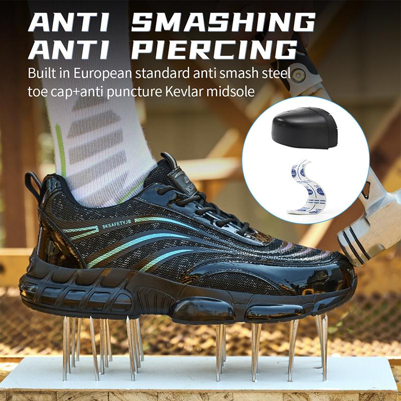 Steel Toe Shoes for Men Women Anti Smashing Anti Puncture Work Shoes Air Cushion Lightweight Safety Shoes Non Slip Sneakers