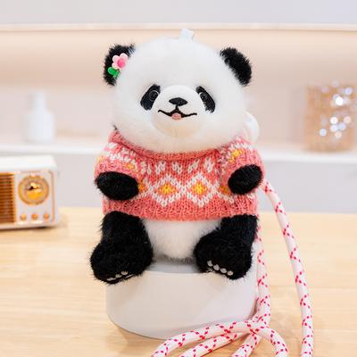 Genuine Hanhan Panda Plush Toy Pendant Sweater Panda Small Dot Bag Pendant Mobile Phone Clip Crossbody Doll