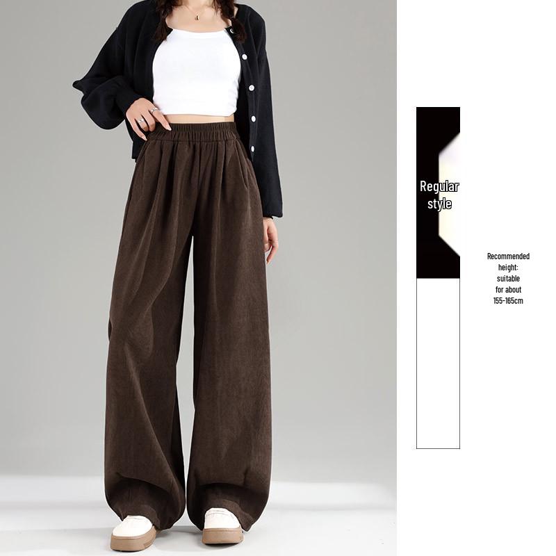 2025 Autumn/Winter European Cotton Velvet Wide-Leg High-Waist Drape Pants for Women