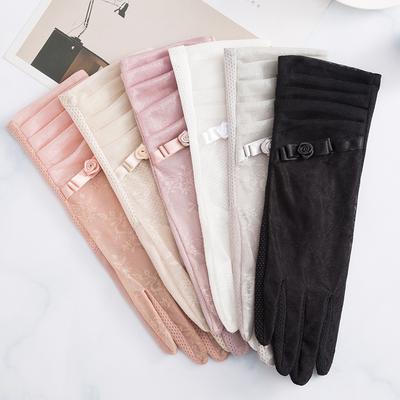 Spring and Summer Sun Protection Gloves Lace Light and Breathable Touch Screen Gloves for Women Driving Breathable Outdoor Sunshade Cycling Gloves