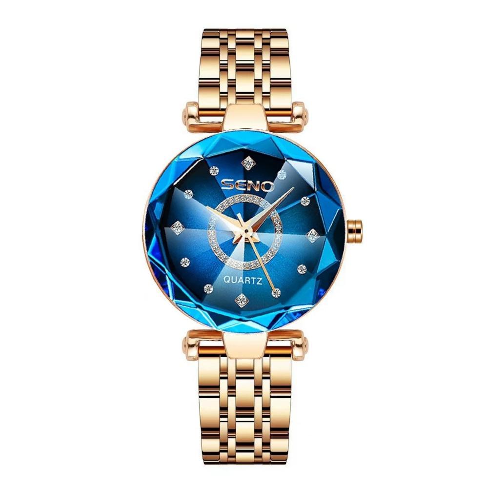 Luxury Elegant Women's Watch Rhinestone Ocean Heart Waterproof Rose Gold Stainless Steel Quartz Women's Fashion Birthday Gift