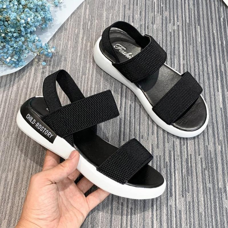Sports sandals women's elastic elastic 2021 summer new student flat-bottomed outer wear fairy style Roman beach women's shoes