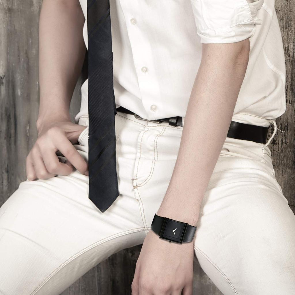 JewelryWe Ceas Impermeabil Popular Curea din piele Ceas analog cu bratara Business Casual Aniversare Aniversare Cadou de Ziua de Craciun Negru Barbati