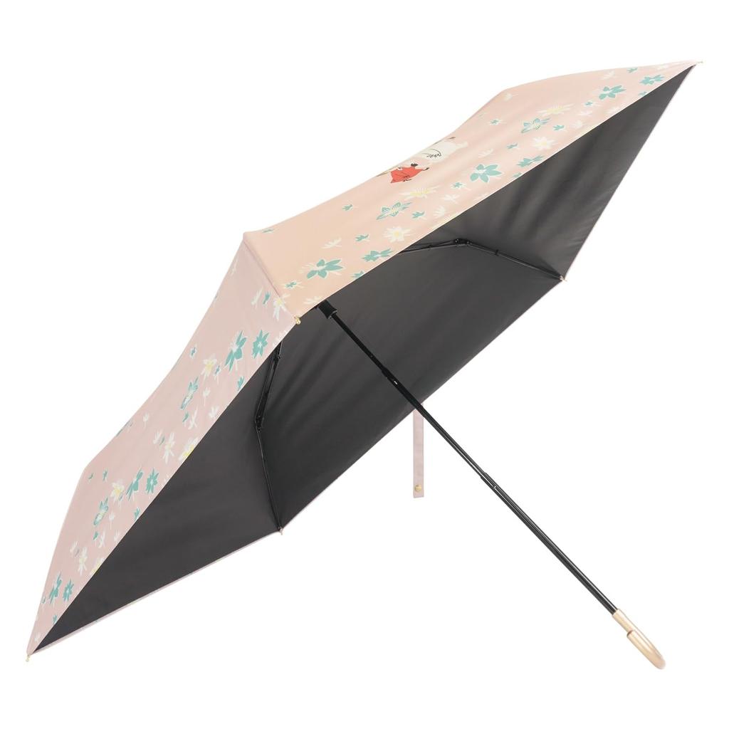 Moomin Folding Suitable for Sun and UV Suitable for Pink Umbrella, Rain, 51cm, 100% Protection, Lightweight, Compact, Water-Repellent, Heat-Shielding,