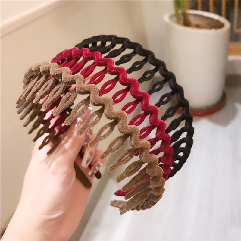 Autumn/Winter Non-Slip Flocked Headband with Teeth for Women - Frizzy Hair Organizer & Face Wash Hair Clip