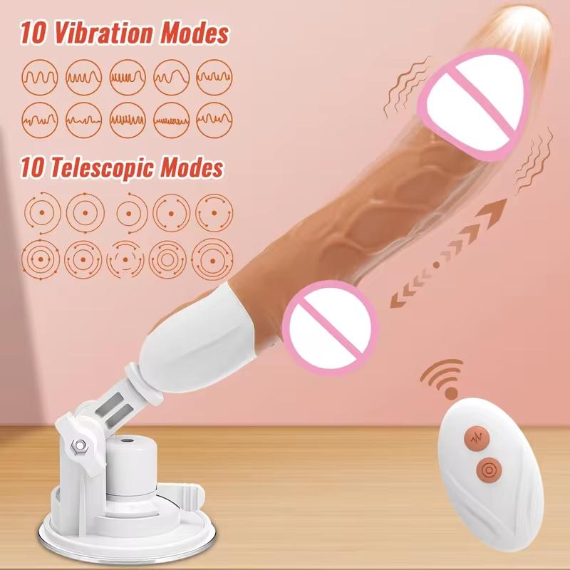 Fernbedienung Automatische Teleskop-Dildo-Masturbations-Pistolen-Sexmaschine Dildos Vibratoren Für Frauen Erwachsenen-Sexspielzeug 18+
