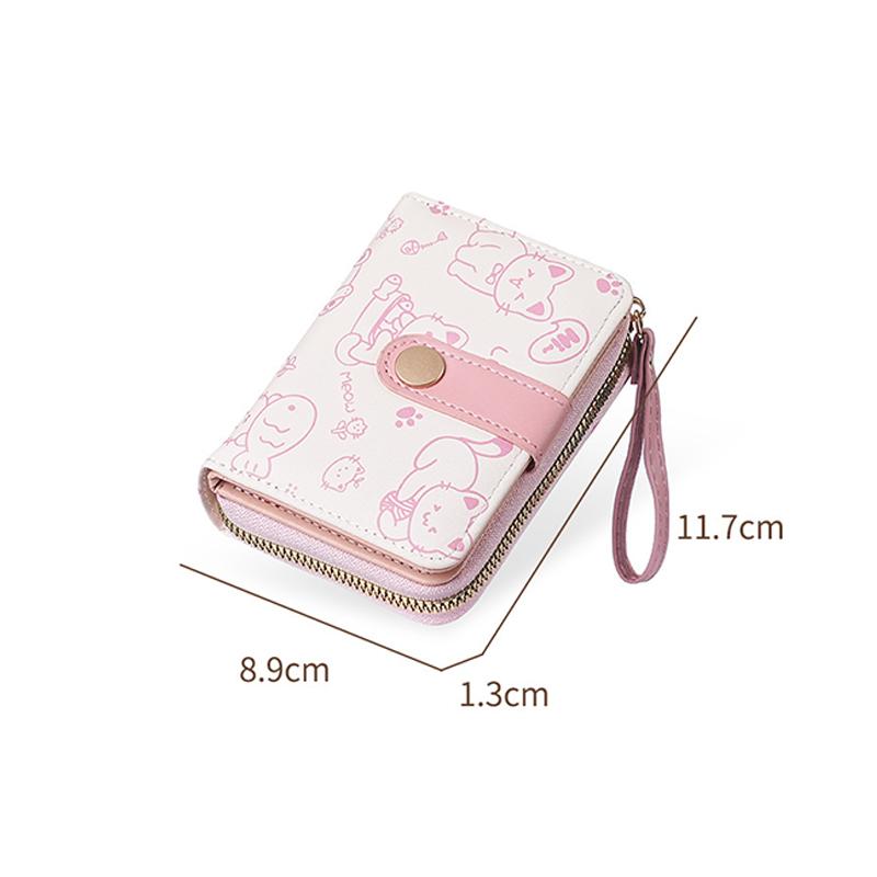Japanese Cute Cat Pattern Wallet Simple Multi-Functional Short Wallet For Women