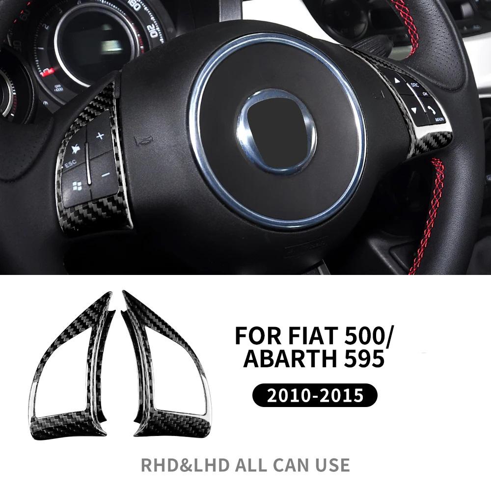 Real Hard Carbon Fiber Sticker For Fiat 500 Abarth 595 2010 2011 2012 2013 2014 2015 Car Steering Wheel Button Interior Trim
